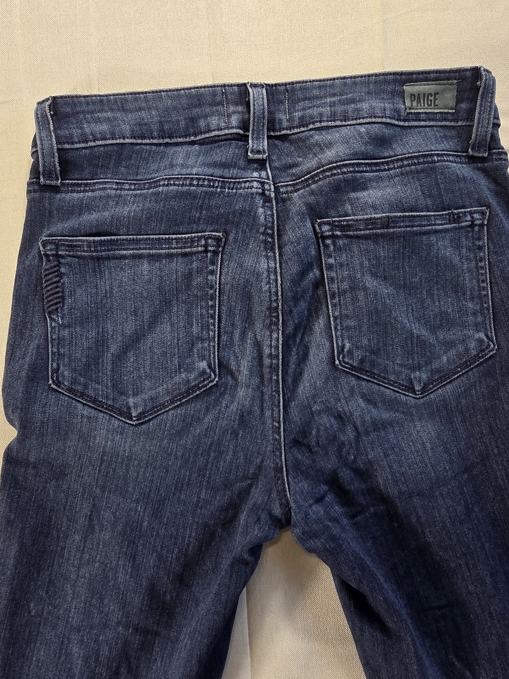 Paige High Rise Edgemont Moto Zip Skinny Jeans 26 Raw Hem USA - Picture 7 of 12